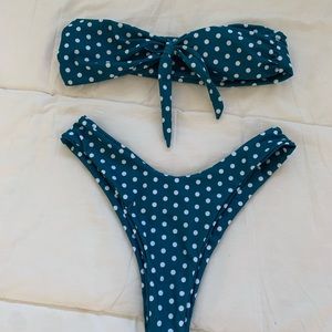 Teal Polka dot bikini set